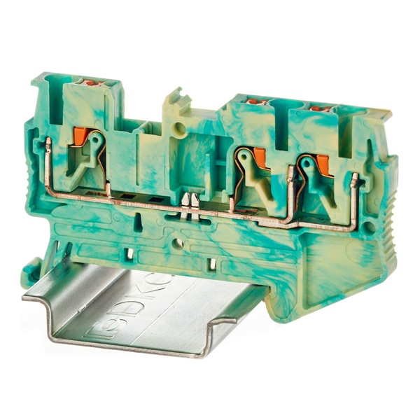 Клемма заземления DKC Nuputuk 4 кв.мм зажим push-in 3 точки подключения желто-зеленая