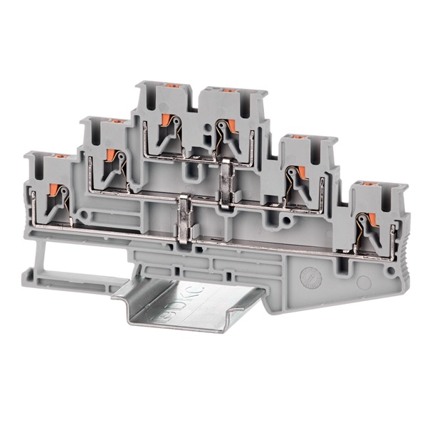 Клемма трехуровневая DKC Nuputuk 2.5 кв.мм с межуровневой перемычкой зажим push-in 6 точки подключен