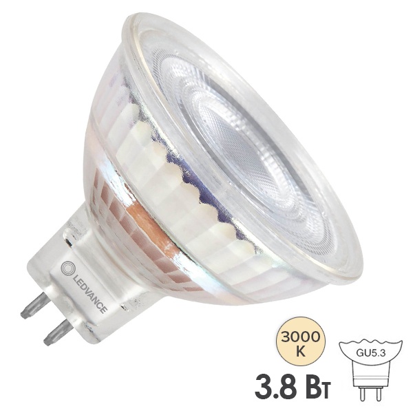 Лампа светодиодная Ledvance LED MR16 P 3,8W/830 (35W) 12V GU5.3 36° 345Lm тепло-белый свет
