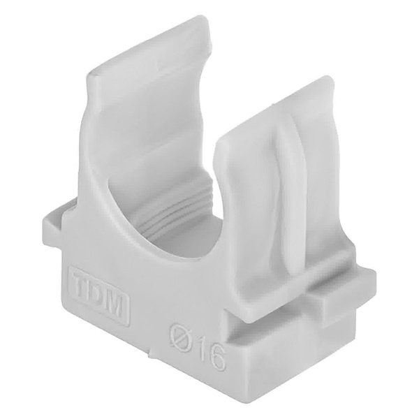 Крепеж-клипса TDM для трубы 16 мм для прямого монтажа (упаковка 100 шт.) белая