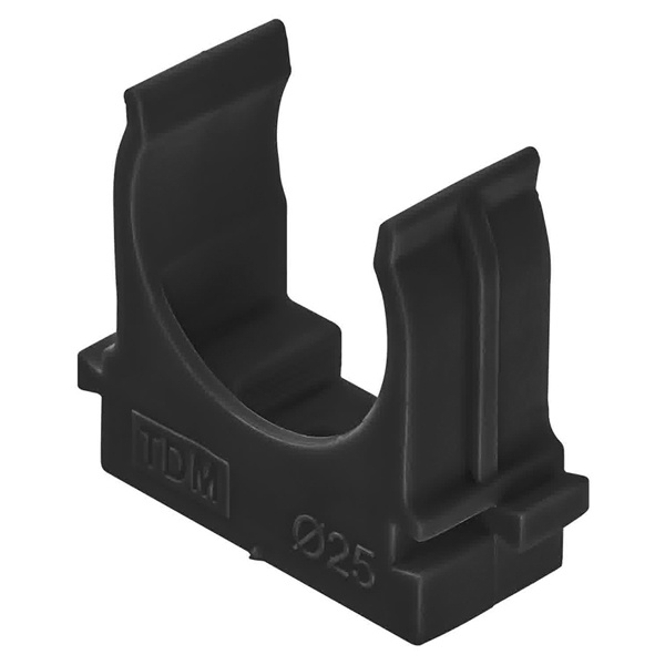 Крепеж-клипса TDM для трубы 25 мм для прямого монтажа (упаковка 100 шт.) черная