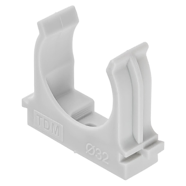 Крепеж-клипса TDM для трубы 32 мм для прямого монтажа (упаковка 25 шт.) серая