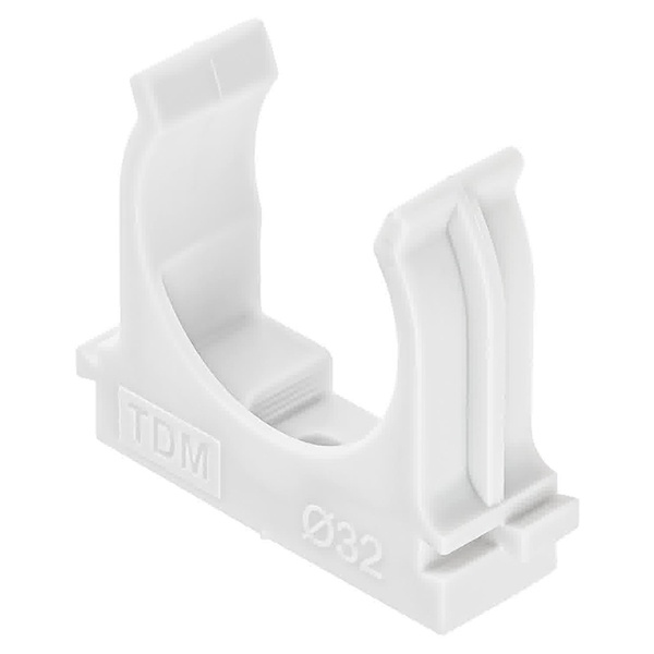 Крепеж-клипса TDM для трубы 32 мм для прямого монтажа (упаковка 25 шт.) белая