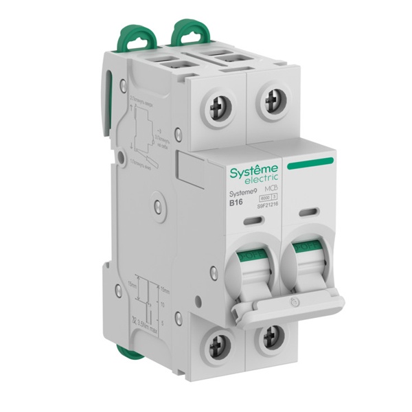 Автоматический выключатель SE Systeme9 В16А 2П 6кА (автомат электрический)