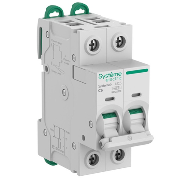 Автоматический выключатель SE Systeme9 С6А 2П 6кА (автомат электрический)