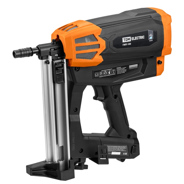 Газовый монтажный пистолет TDM ГМП-100 100 Дж, 8,4 В, 2,6 Ач Li-Ion 2 шт, очки, рюкзак, Алмаз