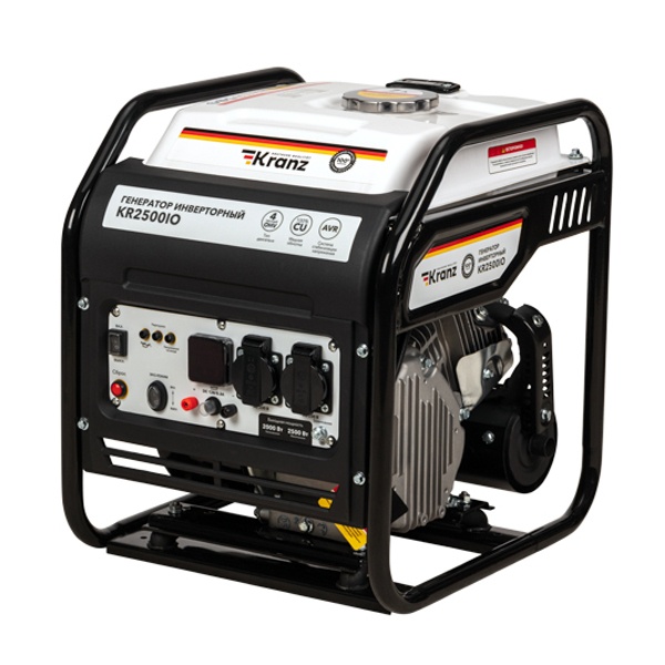 Генератор инверторный Kranz KR2500IO 2,5кВт 230В 7л IP44 открытый корпус, ручной стартер