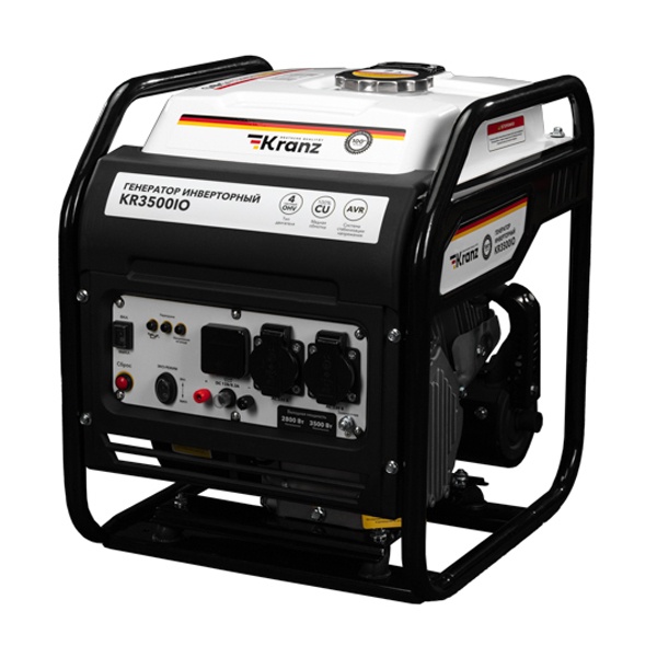 Генератор инверторный Kranz KR3500IO 3,5кВт 230В 7л IP44 открытый корпус, ручной стартер