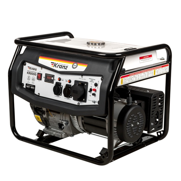 Генератор бензиновый Kranz KR8000 8кВт 230В 25л IP23 ручной стартер
