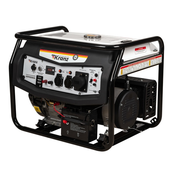 Генератор бензиновый Kranz KR9000EA 9,0кВт 230В 25л IP23 коннектор автоматики, электростартер