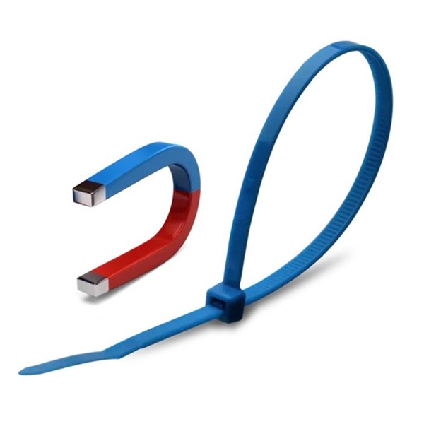 Стяжки кабельные Fortisflex КСС Magnetic 3х100 синяя металлодетектируемая (упаковка 100 шт.)