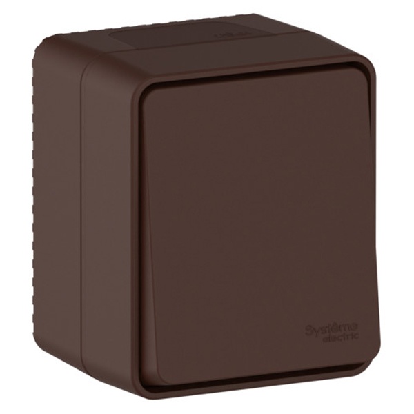 Одноклавишный кнопочный выключатель открытой установки SE AtlasDesign Profi54 10A IP54 коричневый
