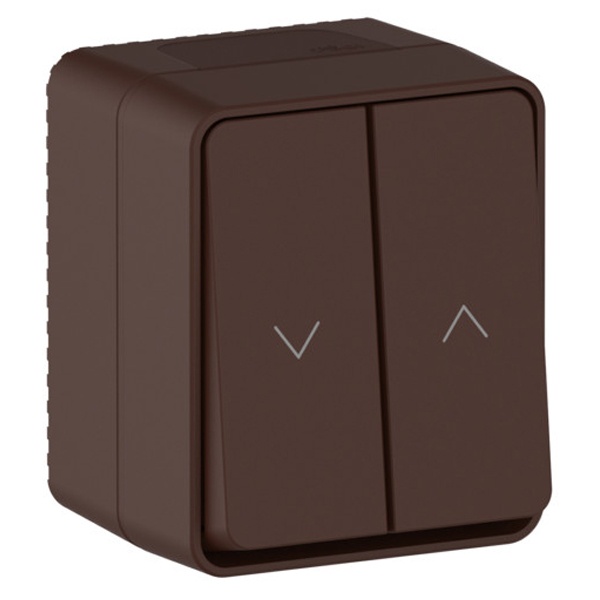 Двухклавишный кнопочный выключатель для управления жалюзи SE AtlasDesign Profi54 10A IP54 коричневый