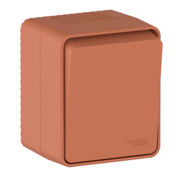 Одноклавишный выключатель открытой установки SE AtlasDesign Profi54 10A IP54 терракотовый