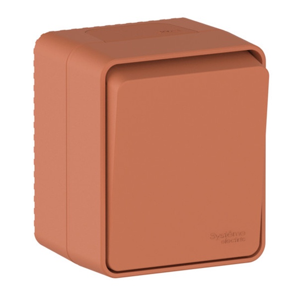 Одноклавишный кнопочный выключатель открытой установки SE AtlasDesign Profi54 10A IP54 терракотовый