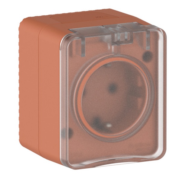 Розетка SE AtlasDesign 2П+3 со шторками открытой установки Profi54 16А 250В IP54 терракотовый