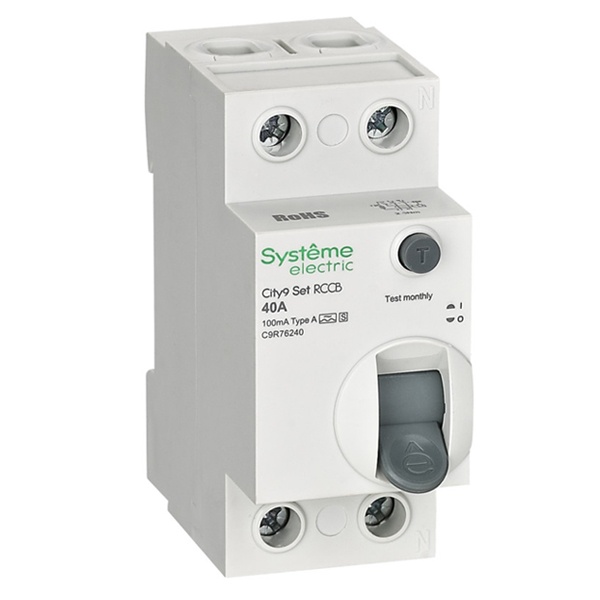 УЗО SE City9 Set электромеханическое 40А 100мА тип A-S 2П селективное (ВДТ)