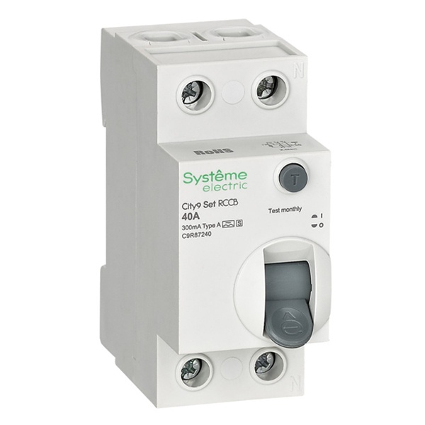 УЗО SE City9 Set электромеханическое 40А 300мА тип A-S 2П селективное (ВДТ)