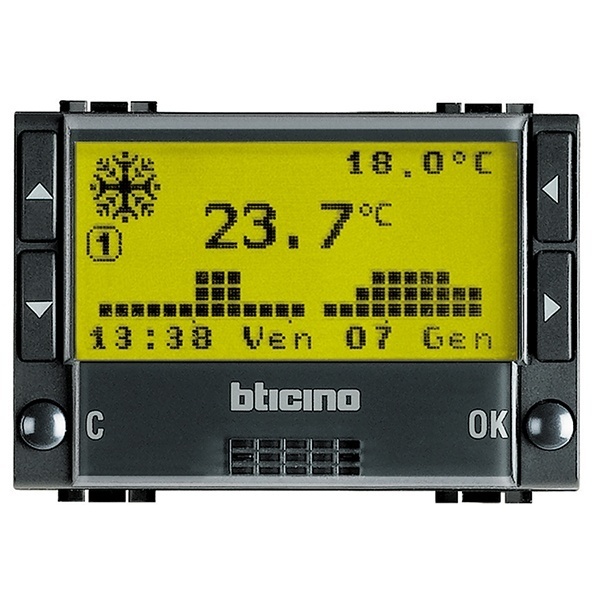 Электронный термостат без датчика теплого пола (датчик арт.:3457) 5A 3 модуля LivingLight Антрацит