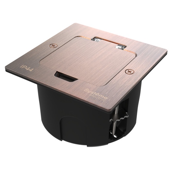 Лючок SE MultiDesk MDK20 на 2 модуля с монтажной коробкой в стену,фальшпол,стол медь IP44