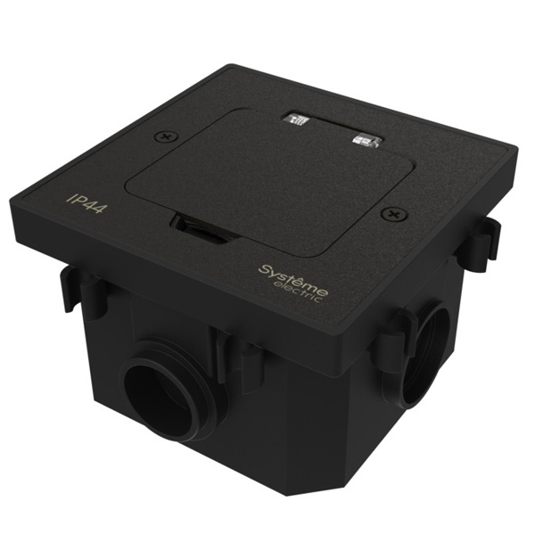 Лючок SE MultiDesk MDK20 на 2 модуля с монтажной коробкой в бетонный пол черный матовый IP44