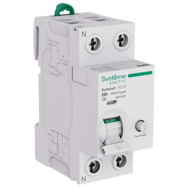 УЗО SE Systeme9 электромеханическое 25А 100мА тип A 2П (ВДТ)