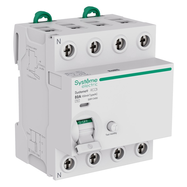 УЗО SE Systeme9 электромеханическое 80А 100мА тип AC 4П (ВДТ)