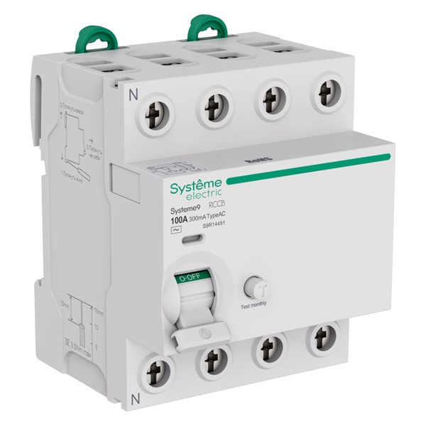 УЗО SE Systeme9 электромеханическое 100А 300мА тип AC 4П (ВДТ)