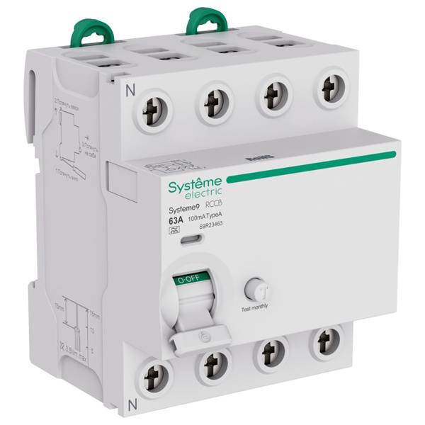 УЗО SE Systeme9 электромеханическое 63А 100мА тип A 4П (ВДТ)