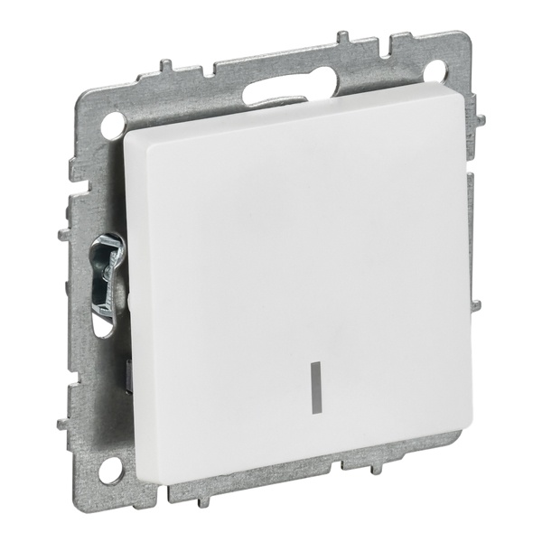 Выключатель 1-клавишный ИЭК BRITE с индикацией 10А арктический белый (ВС10-1-1-БрАБ)