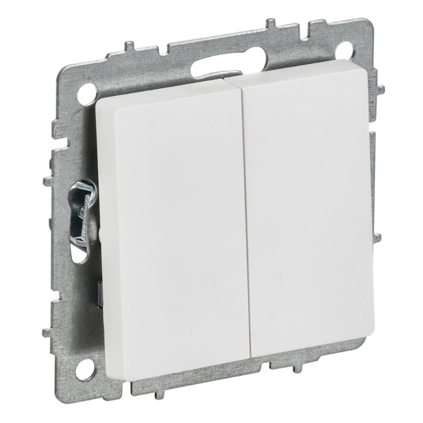 Выключатель 2-клавишный ИЭК BRITE 10А арктический белый (ВС10-2-0-БрАБ)