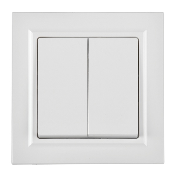 Выключатель 2-клавишный ИЭК BRITE 10А в сборе арктический белый (ВСР10-2-0-БрАБ)