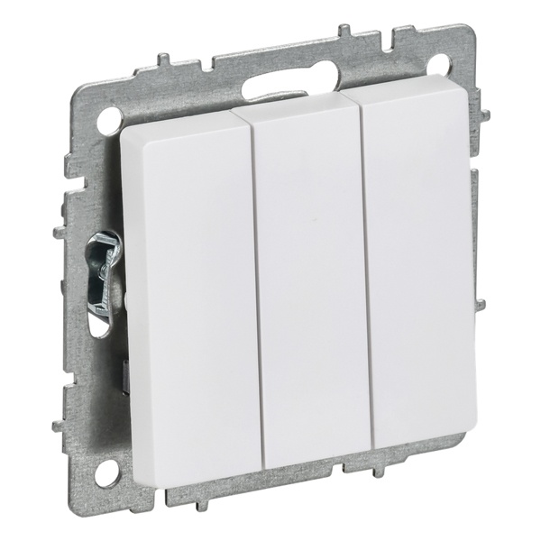 Выключатель 3-клавишный ИЭК BRITE 10А арктический белый (ВС10-3-0-БрАБ)