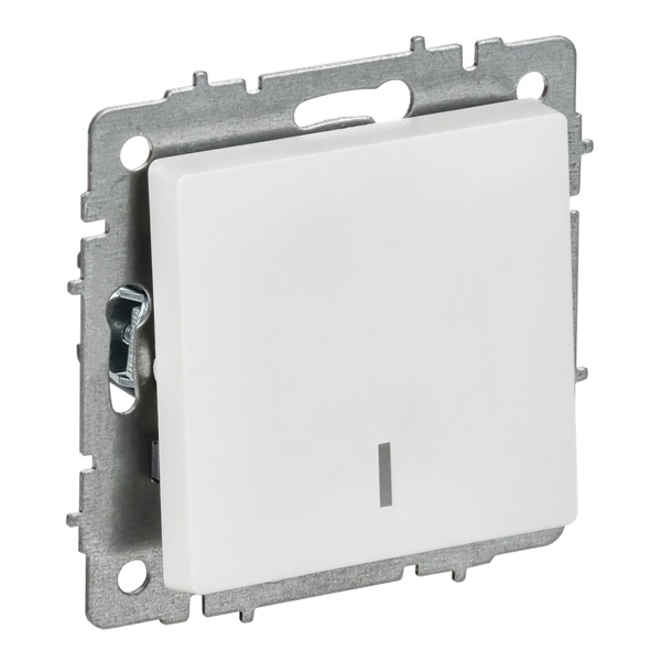 Переключатель 1-клавишный ИЭК BRITE с индикацией 10А арктический белый (ВС10-1-7-БрАБ)