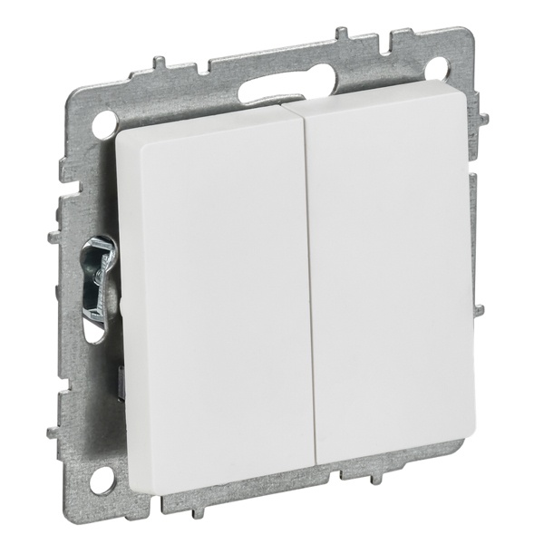 Переключатель перекрестный 2-клавишный ИЭК BRITE 10А арктический белый (ВС10-2-3-БрАБ)