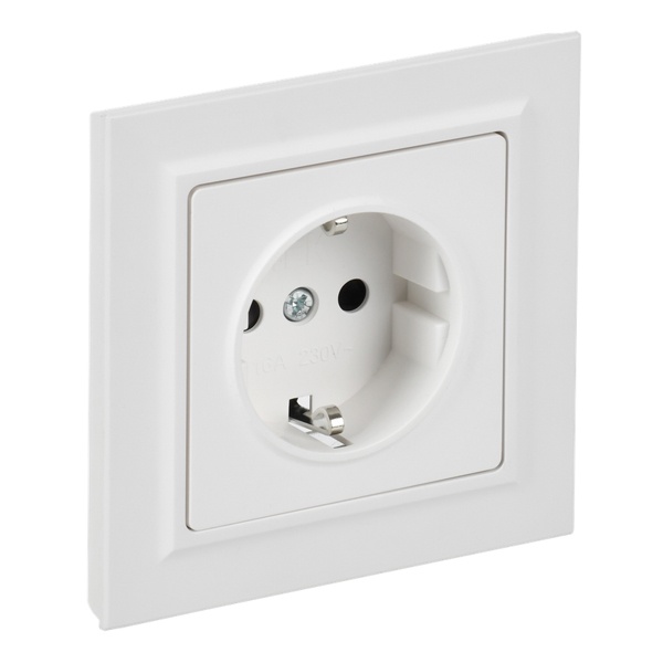 Розетка ИЭК BRITE 2P+E Schuko со шторками 16А в сборе арктический белый (РСР14-1-0-БрАБ)