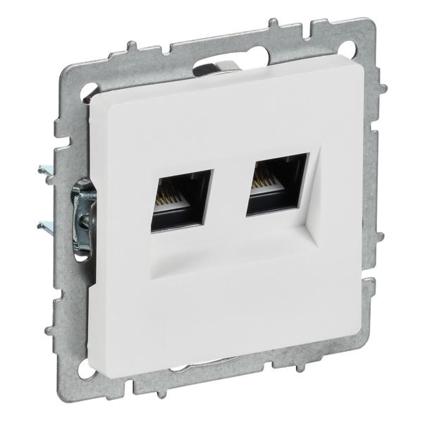 Розетка компьютерная двойная ИЭК BRITE RJ45 кат.6 арктический белый (РК11-2-БрАБ)