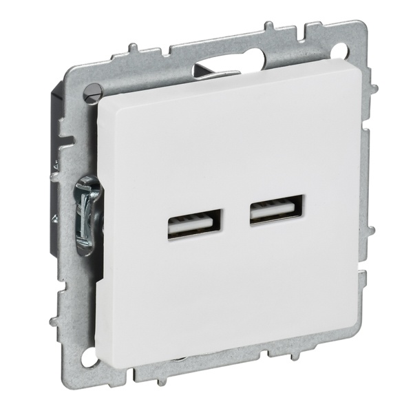 Зарядка ИЭК BRITE USB A+A 3,1А арктический белый (РЮ10-1-БрАБ)