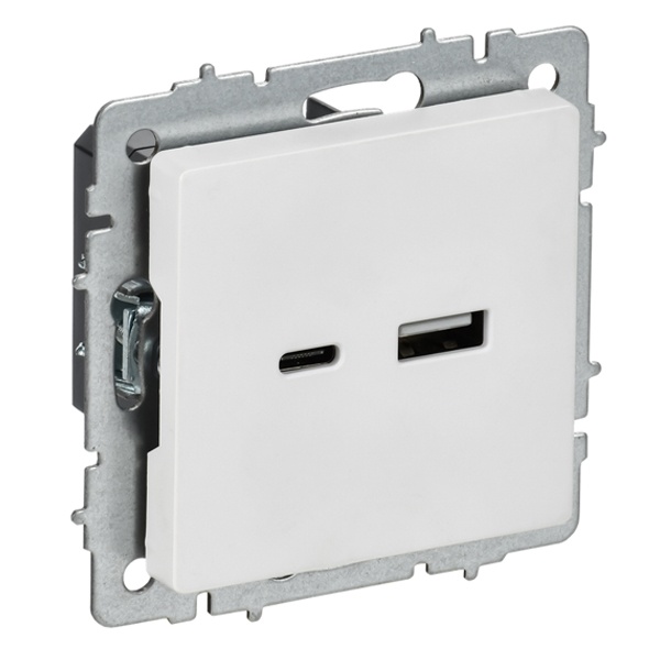 Зарядка ИЭК BRITE USB A+С 3,1А арктический белый (РЮ11-1-БрАБ)