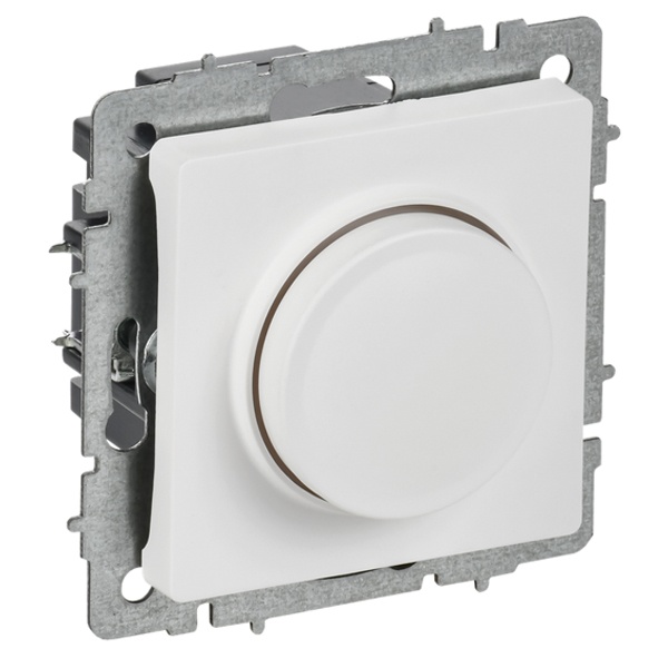 Светорегулятор поворотно-нажимной ИЭК BRITE 600Вт арктический белый (СС10-1-0-БрАБ)