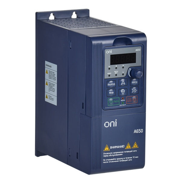 Преобразователь частоты ONI (ИЭК) A650 380В 3Ф 2,2кВт 5,5А со встроенным тормозным модулем