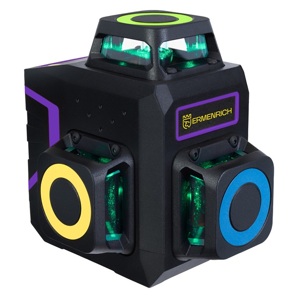 Лазерный уровень Ermenrich PRO LV50, 12 линий, цвет лазера зеленый, диапазон до 30 м, фиолетовый