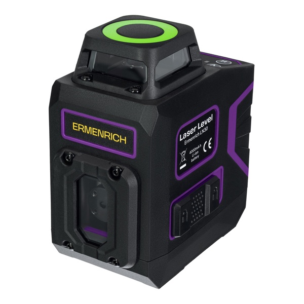 Лазерный уровень Ermenrich PLUS LN30, 5 линий, цвет лазера зеленый, диапазон до 30 м, фиолетовый