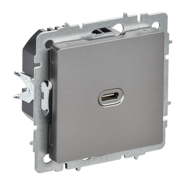 Зарядка высокоскоростная ИЭК BRITE USB С 65Вт сталь (РЮ12-1-БрС)