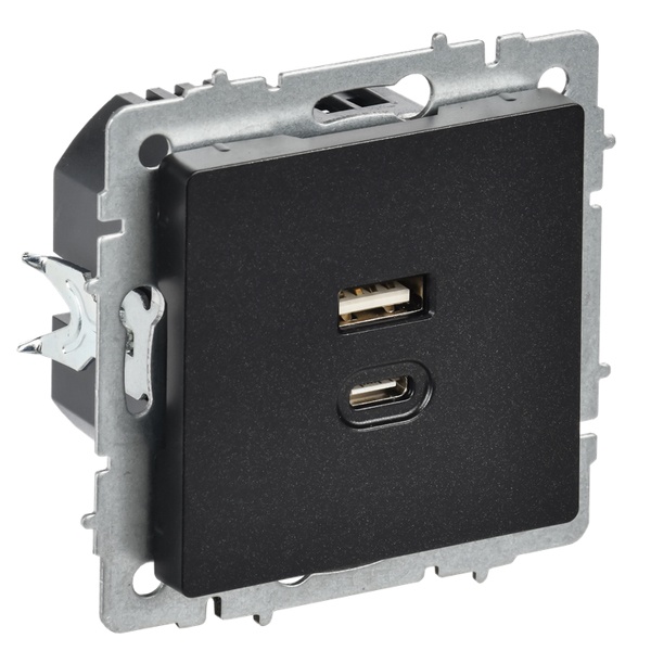 Зарядка высокоскоростная ИЭК BRITE USB A+C 45Вт черный (РЮ11-2-БрЧ)