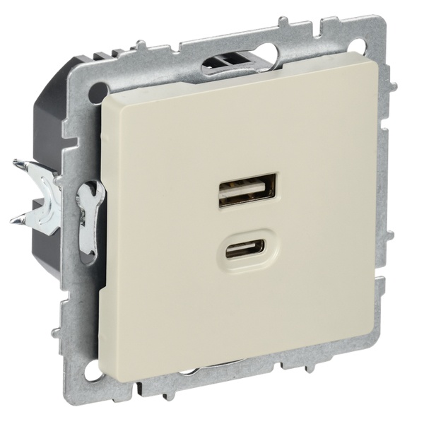 Зарядка высокоскоростная ИЭК BRITE USB A+C 45Вт бежевый (РЮ11-2-БрКр)
