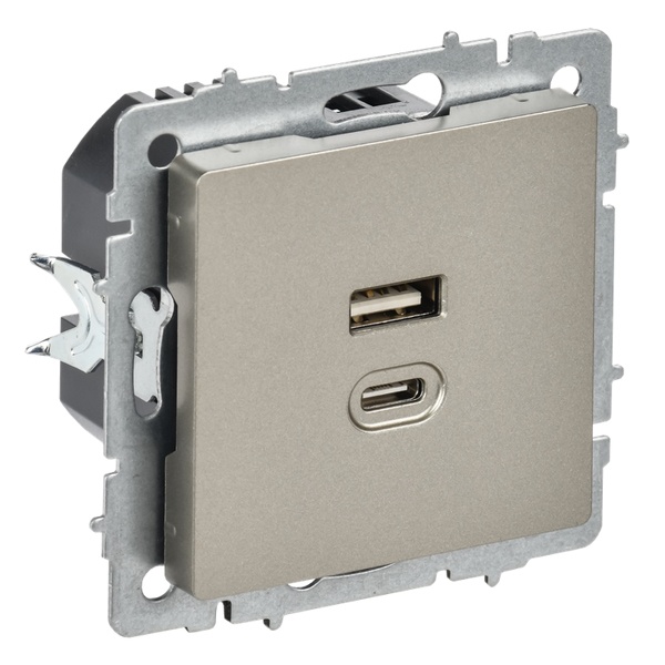 Зарядка высокоскоростная ИЭК BRITE USB A+C 45Вт шампань (РЮ11-2-БрШ)