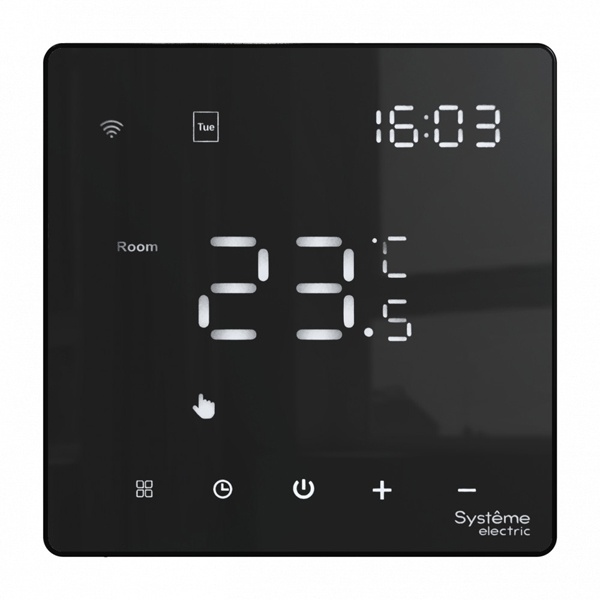 Термостат SE ArtGallery программируемый с Wi-Fi для электрического теплого пола 16А черный