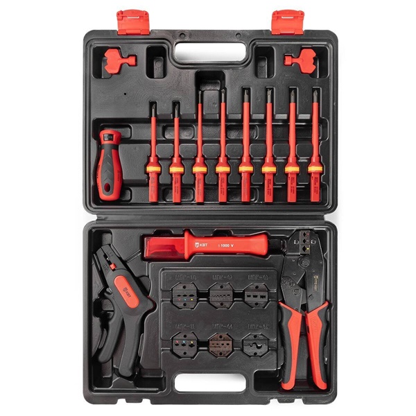 Универсальный набор КВТ СКМ-3 Профи для резки, снятия изоляции и опрессовки, со сменными матрицами