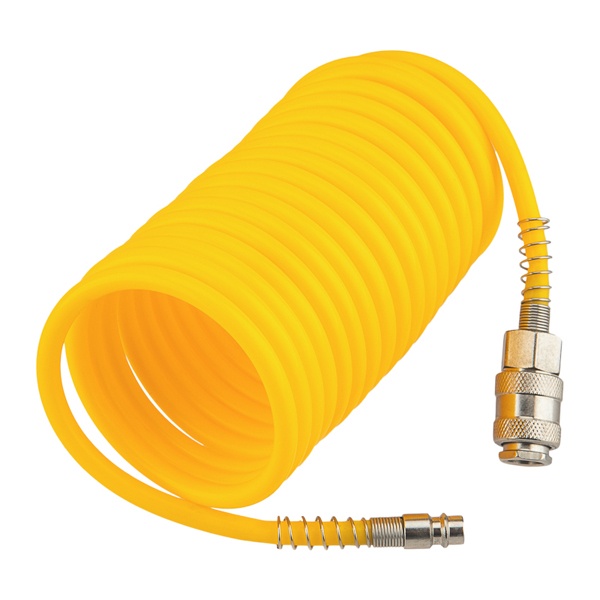 Шланг спиральный Kranz для компрессора, с быстросъемным соединением 5м